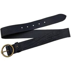 NEW AMSTERDAM HERITAGE women's vintage round buckle leather belt in black